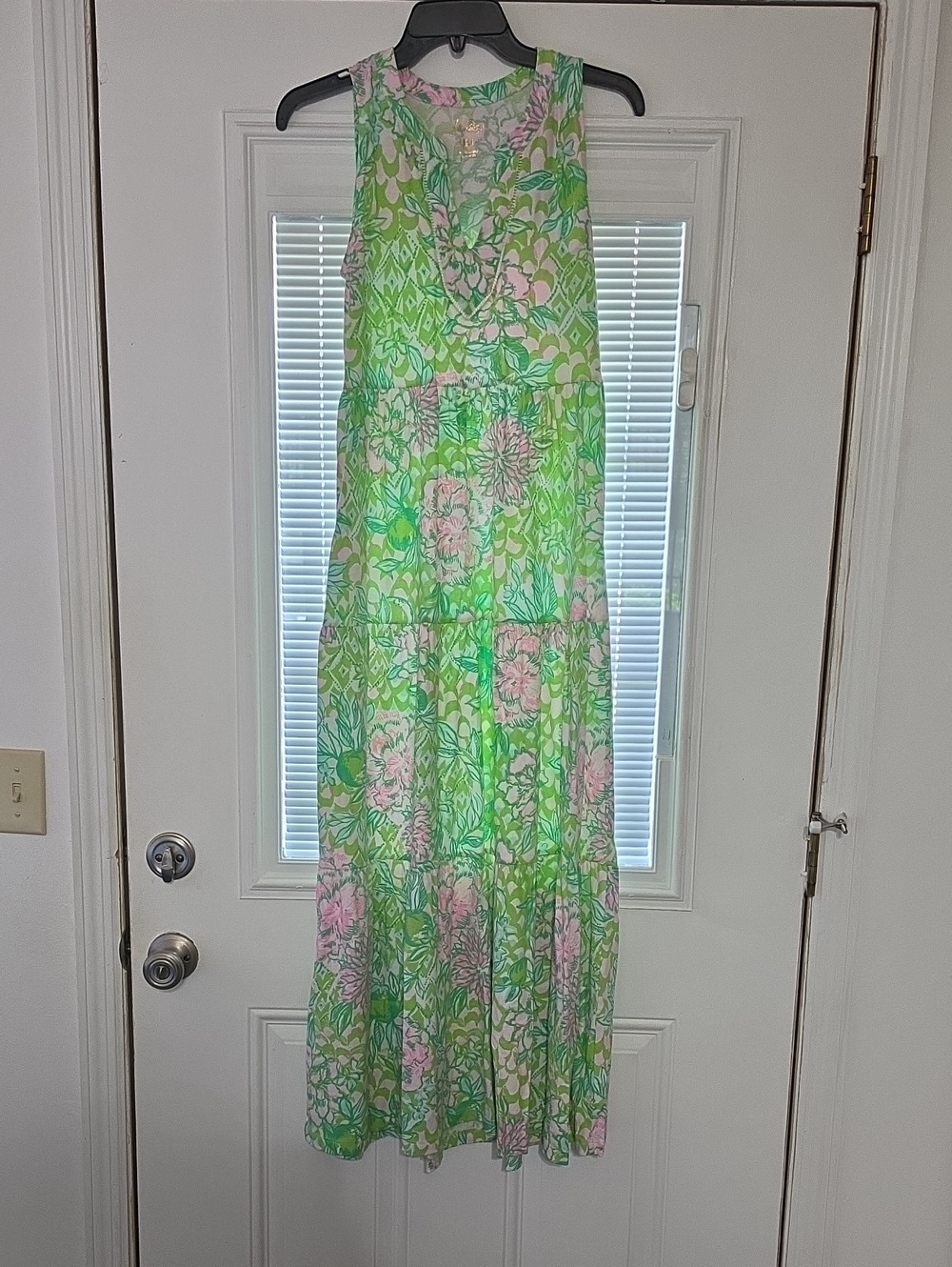 Lilly Pulitzer Green & Pink Floral Maxi Dress